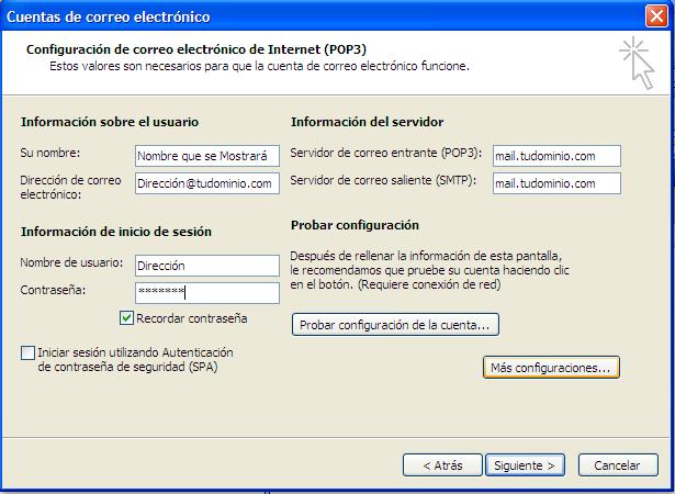 Configurar Cuenta de Correo electrónico